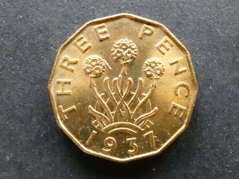 Threepence, 1937, brass.
