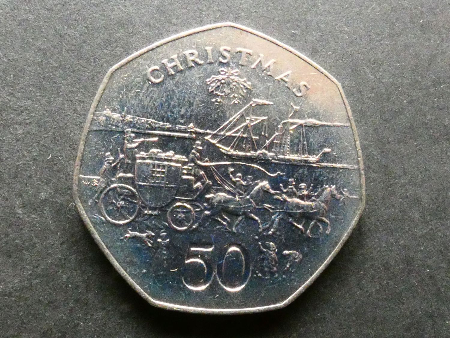 Isle of Man, 50 Pence, 1980AB, Christmas