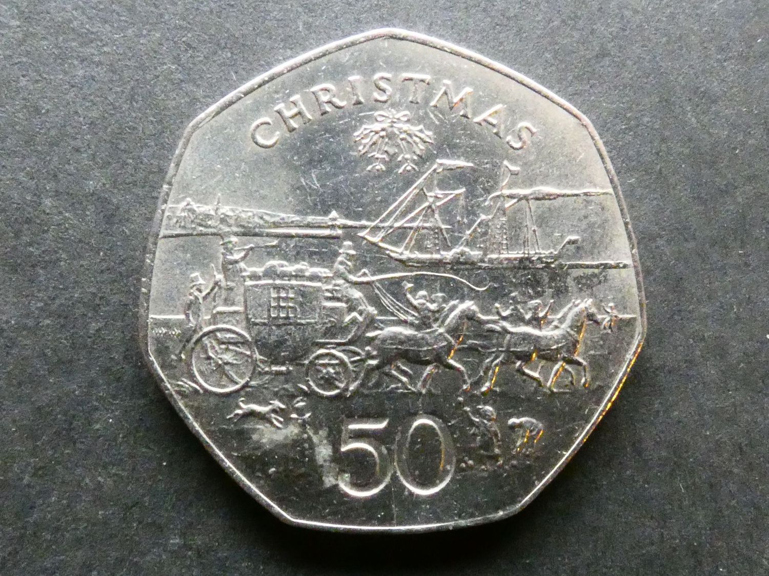 Isle of Man, 50 Pence, 1980AA, Christmas