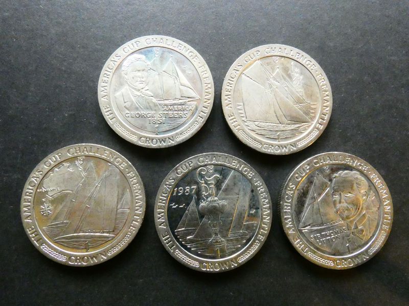 Isle of Man, Crown, 1987, the America's Cup, set of 5.