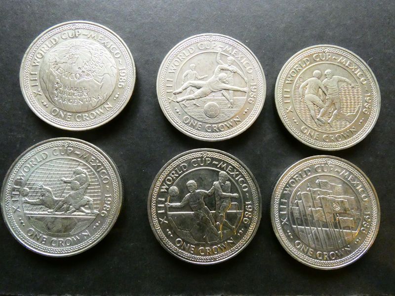 Isle of Man, Crown, 1986, World Cup, Mexico, set of 6.