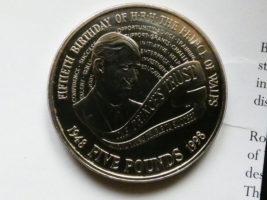 £5, 1998, Prince of Wales' 50th birthday.