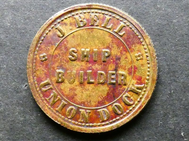 Ship-builder's token.  Lincolnshire, Grimsby, J.Bell, 3d