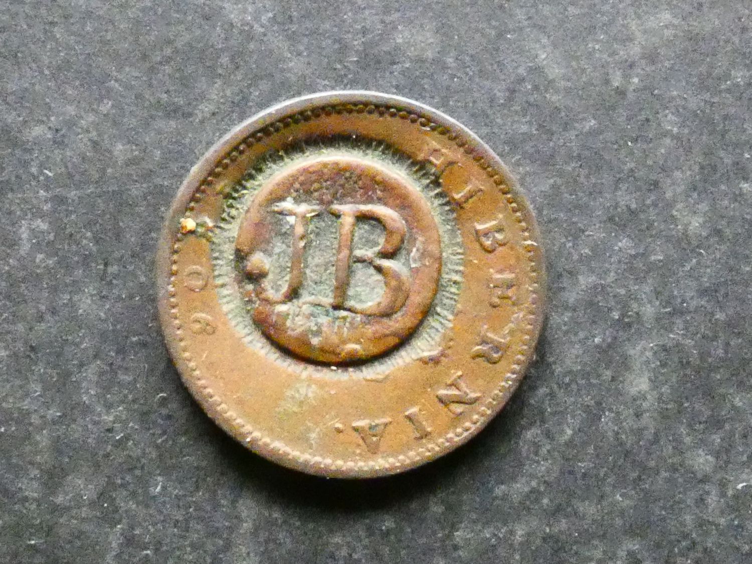 Countermarked, Irish Farthing, 1806, c/m "J B 1811"