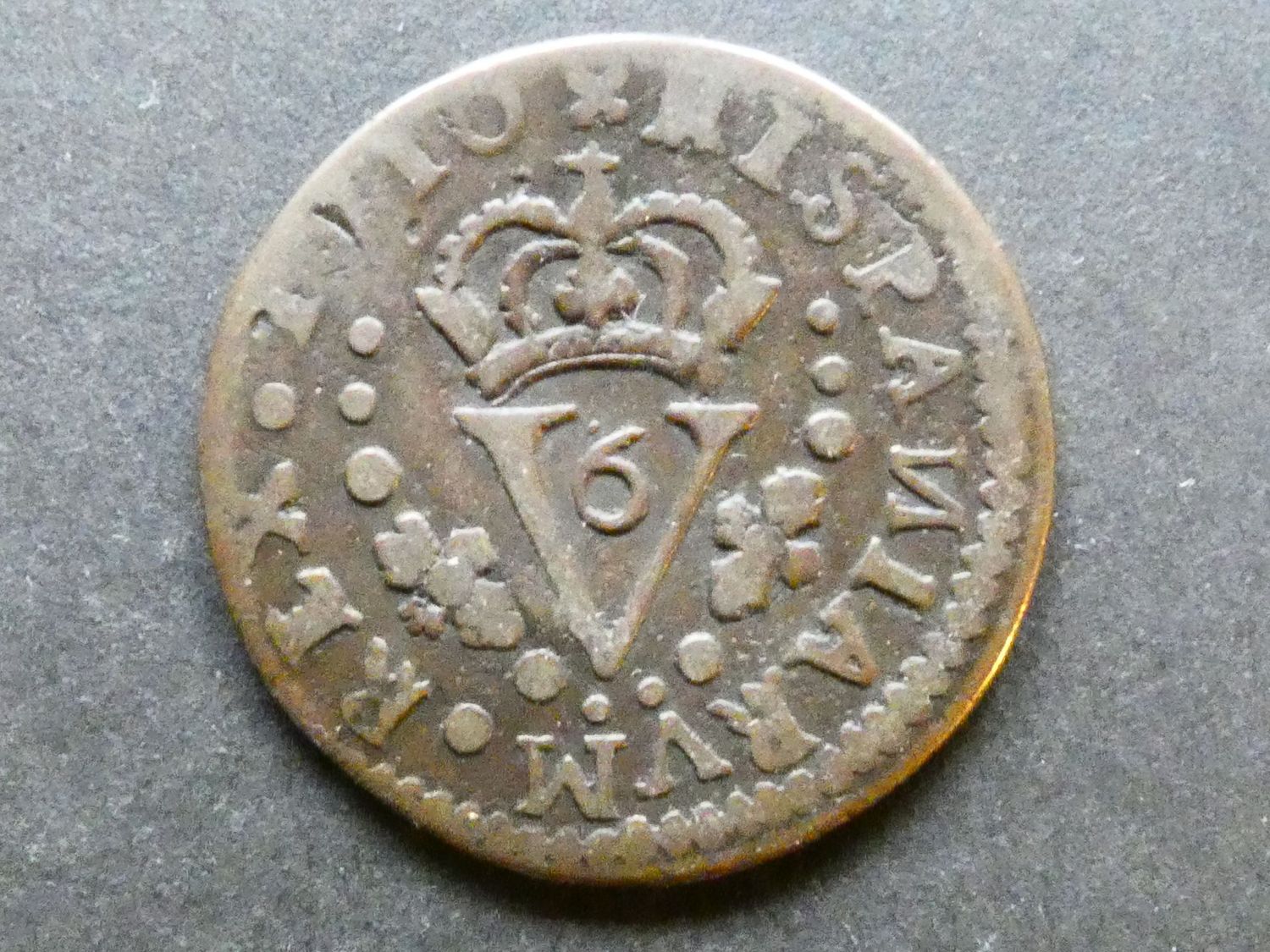 Spain, Valencia, 6 Maravedis, 1710 F-V