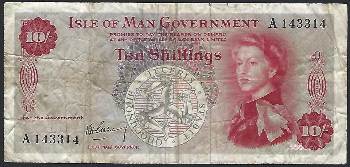 Isle of Man, 10 Shillings, ND(1961-1966)