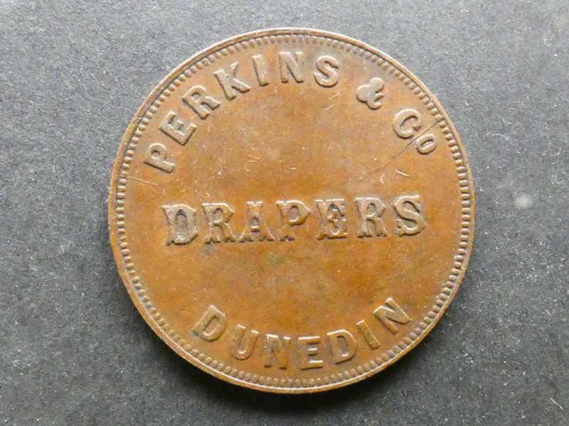 New Zealand, 1d token, Dunedin, ND(1862-1866), Perkins & Co