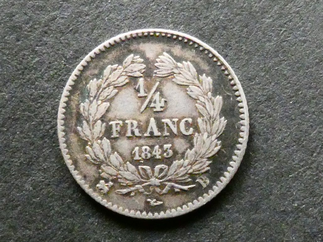 France, ¼ Franc, 1843B