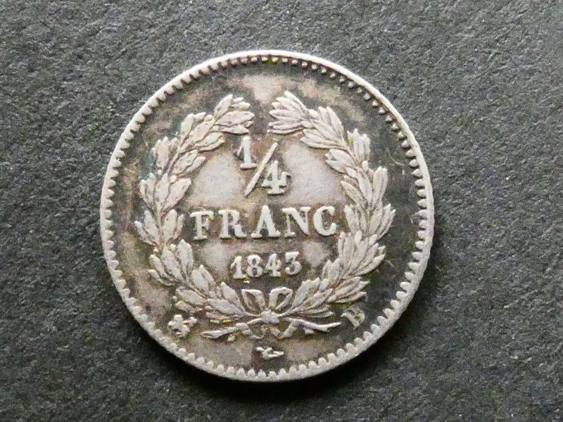 France, ¼ Franc, 1843B