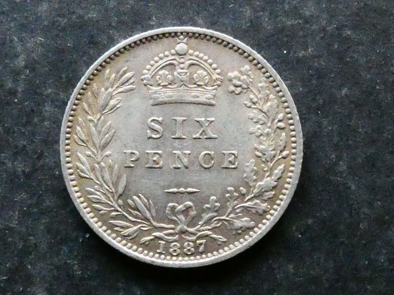Sixpence, 1887, jubilee head.
