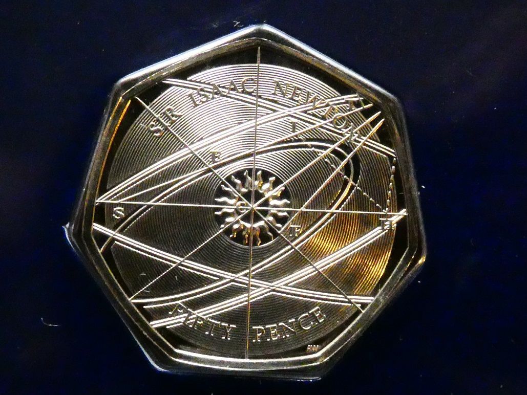 50p, 2017, Sir Isaac Newton.