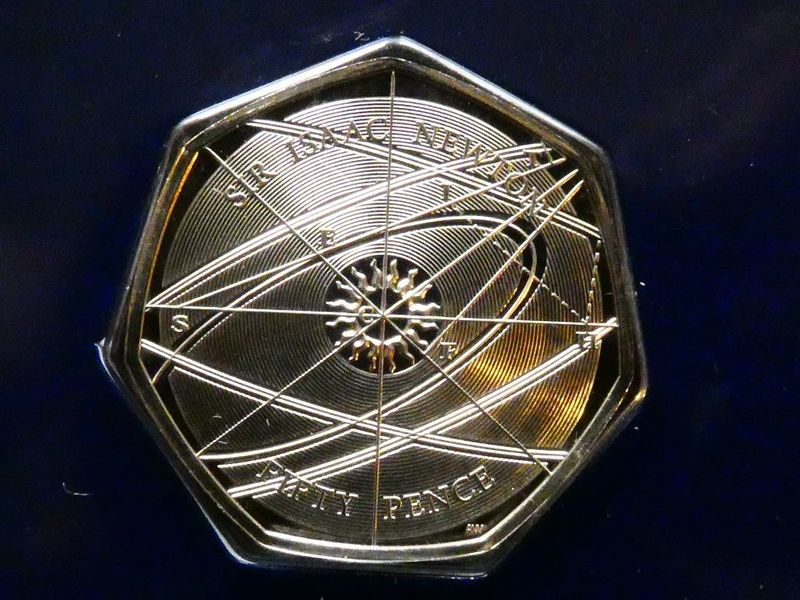 50p, 2017, Sir Isaac Newton.
