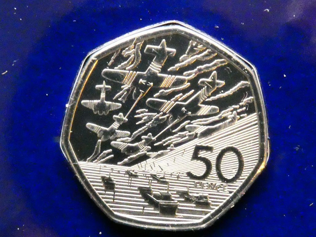50p, 2019, "Military" series, D-Day landings.