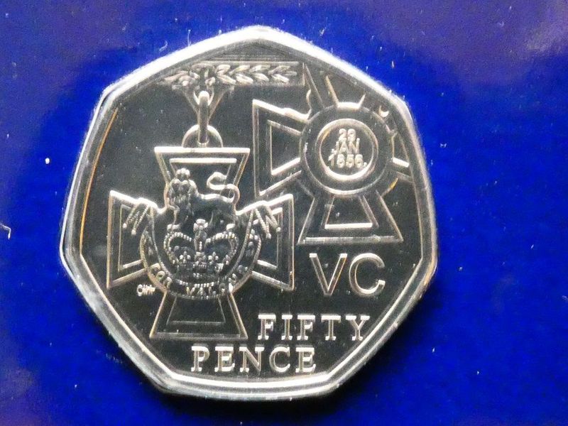 50p, 2019, "Military" series, Victoria Cross - the award.