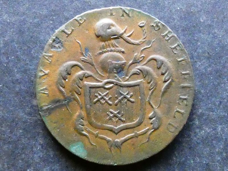 18th Century Halfpenny, Yorkshire, Sheffield, 1793, DH-56