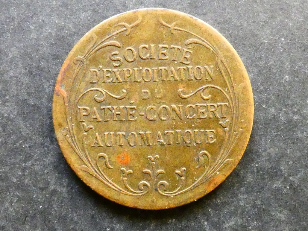 France, Advertising token, Pathé-Concert Operating Company, Paris, circa 1910.