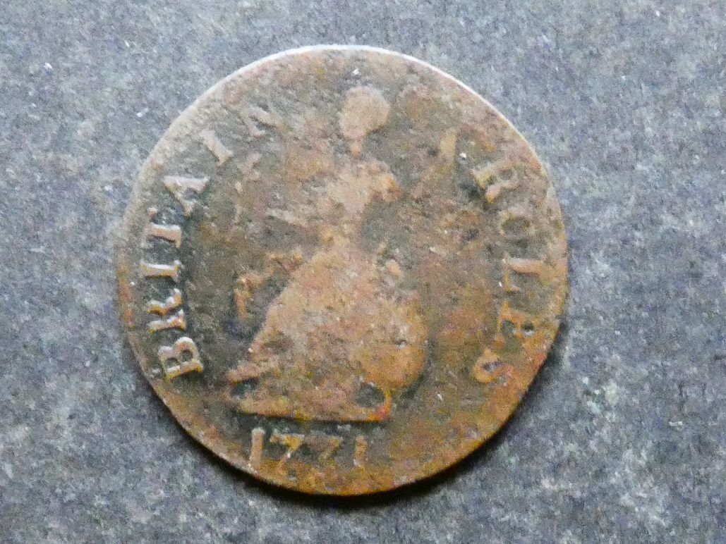 18th Century evasive Farthing, GRAGORY II PON / BRITAIN RULES, 1771