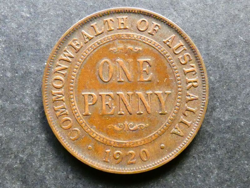 Australia, Penny, 1920, dots above and below