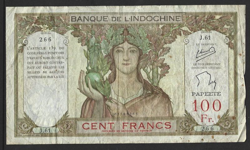 Tahiti, 100 Francs, ND(1952-1956)