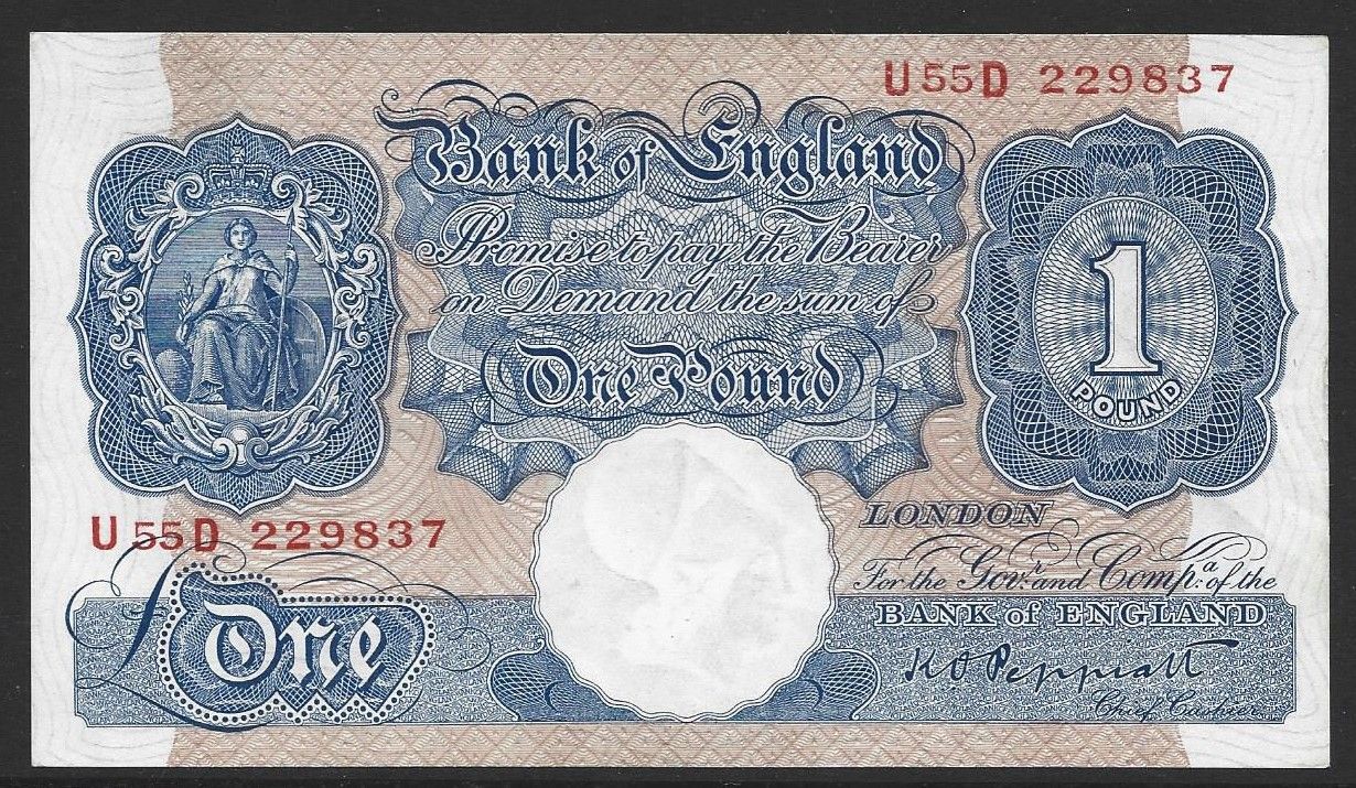 1 Pound, Peppiatt, emergency issue, ND(1940-1948).