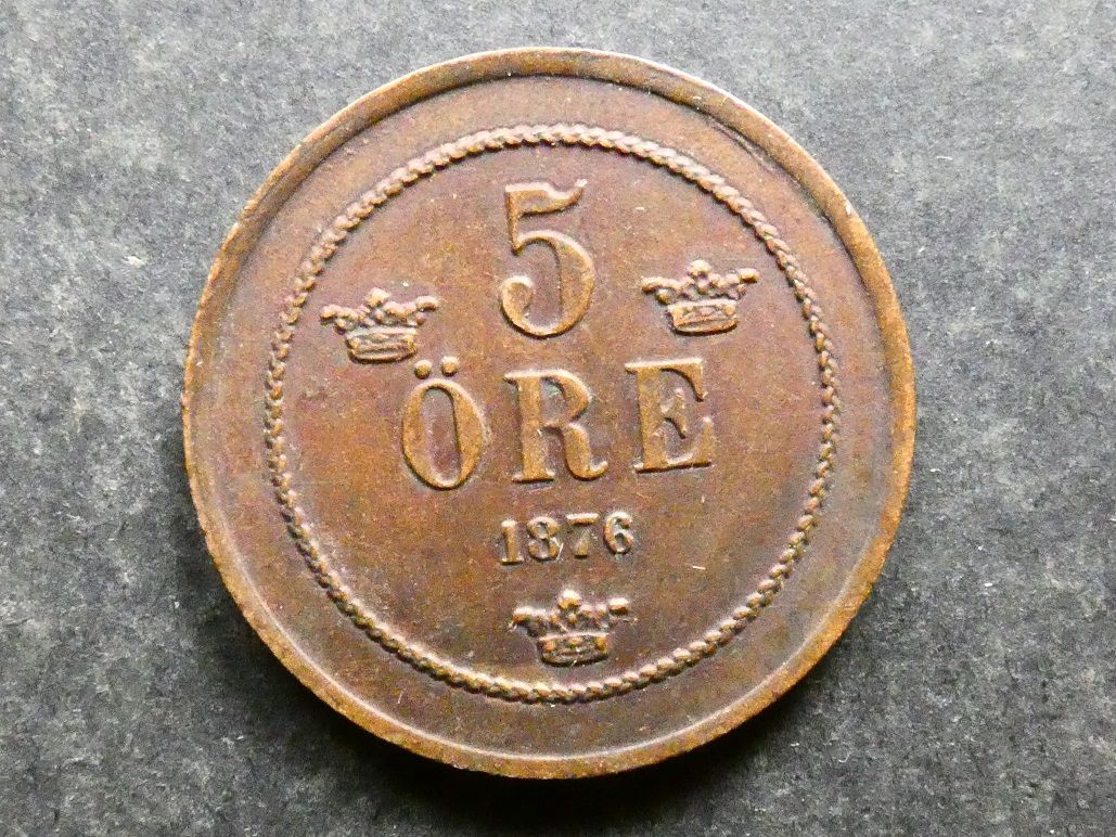 Sweden, 5 Ore, 1876