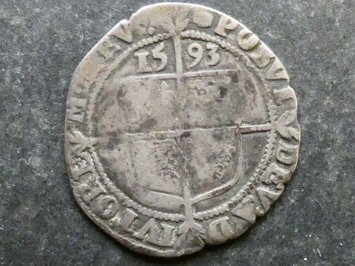 England, Elizabeth I, Sixpence, 6th issue, 1593, mmk tun