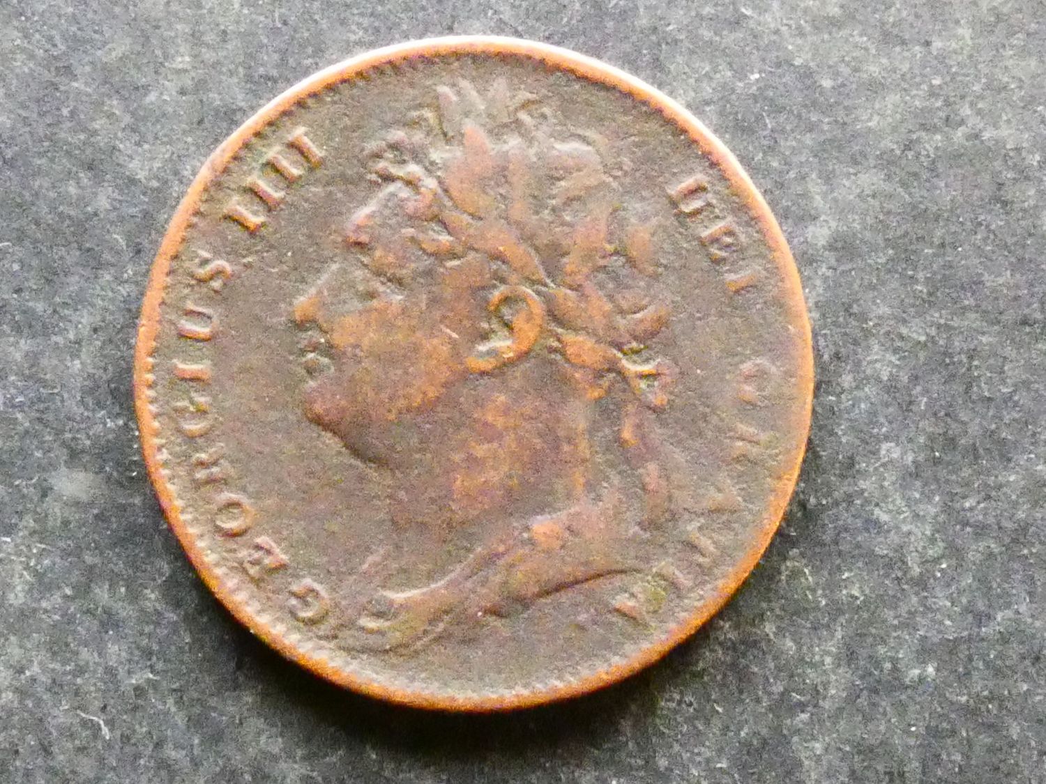 Farthing, 1825, D over U.