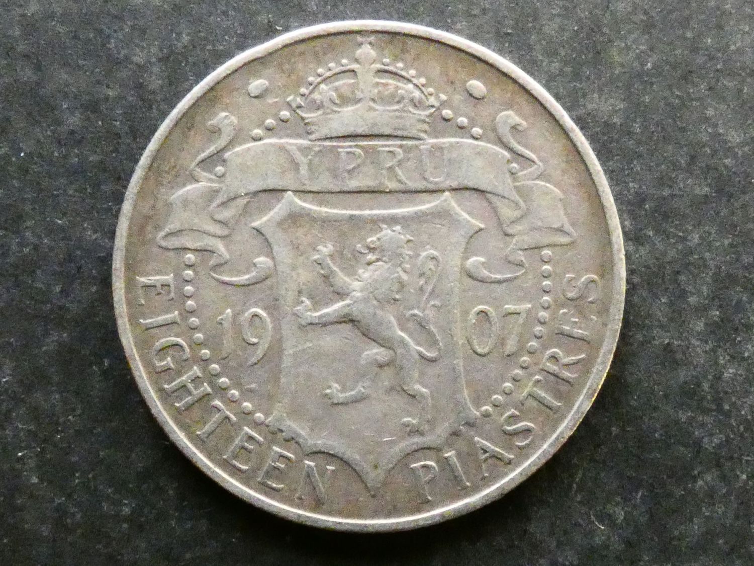 Cyprus, 18 Piastres, 1907
