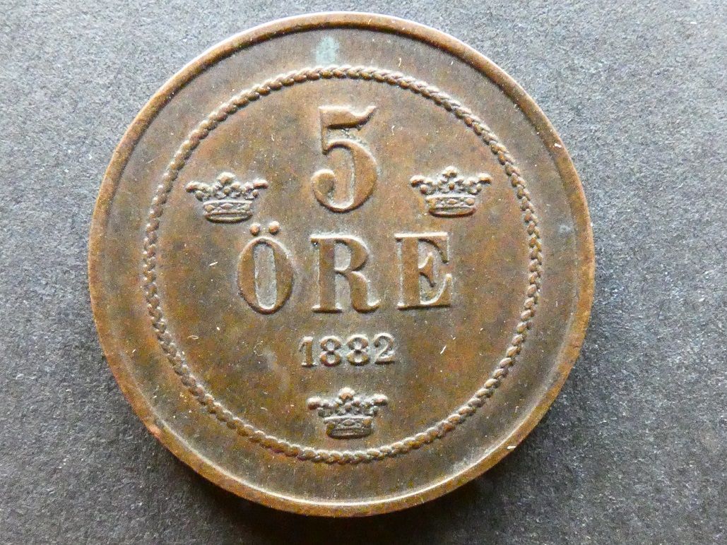Sweden, 5 Ore, 1882