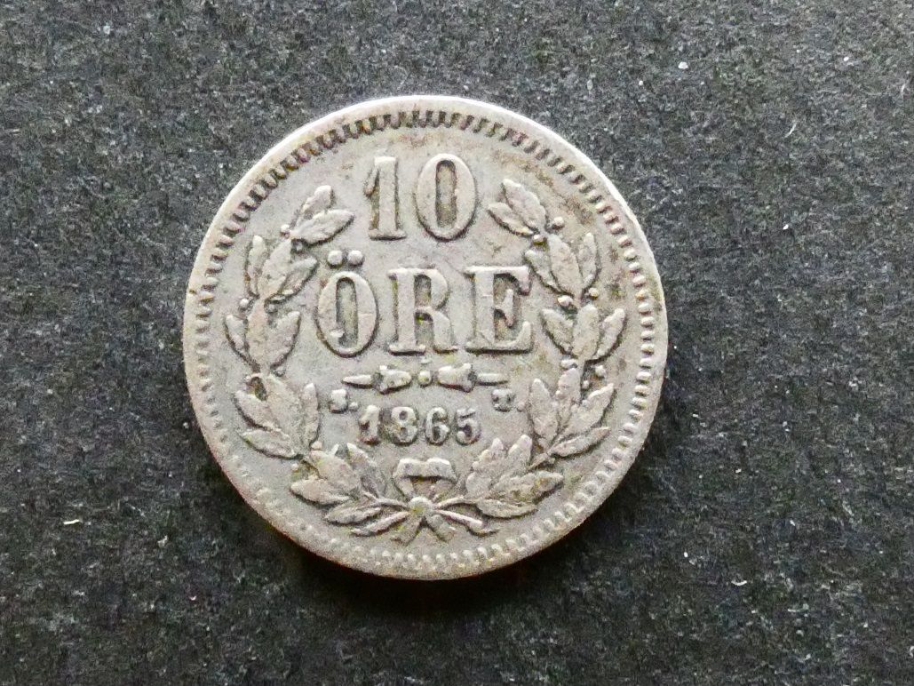 Sweden, 10 Ore, 1865