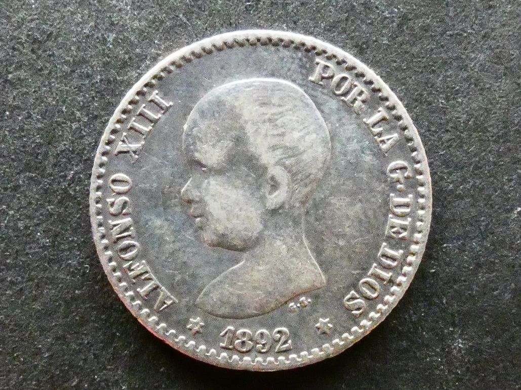 Spain, 50 Centimos, 1892/89 (92) PG-M