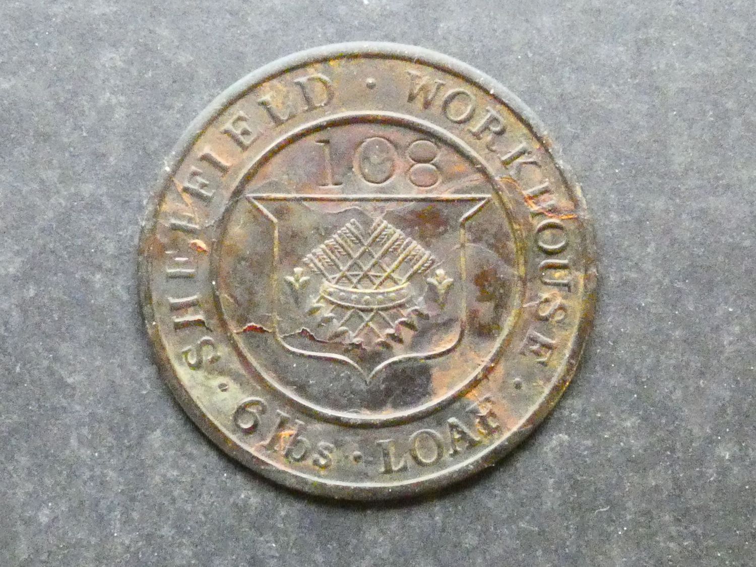 19th Century, Sheffield Workhouse, 6lbs Bread token