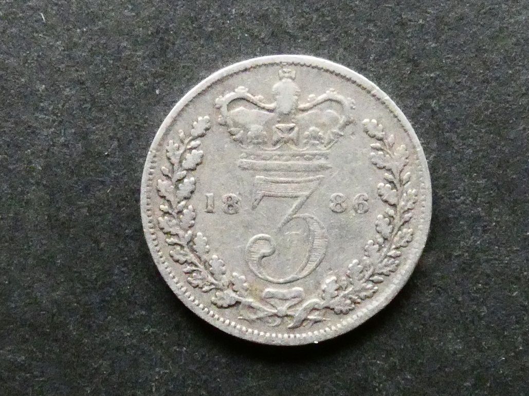 Threepence, 1886, currency issue.