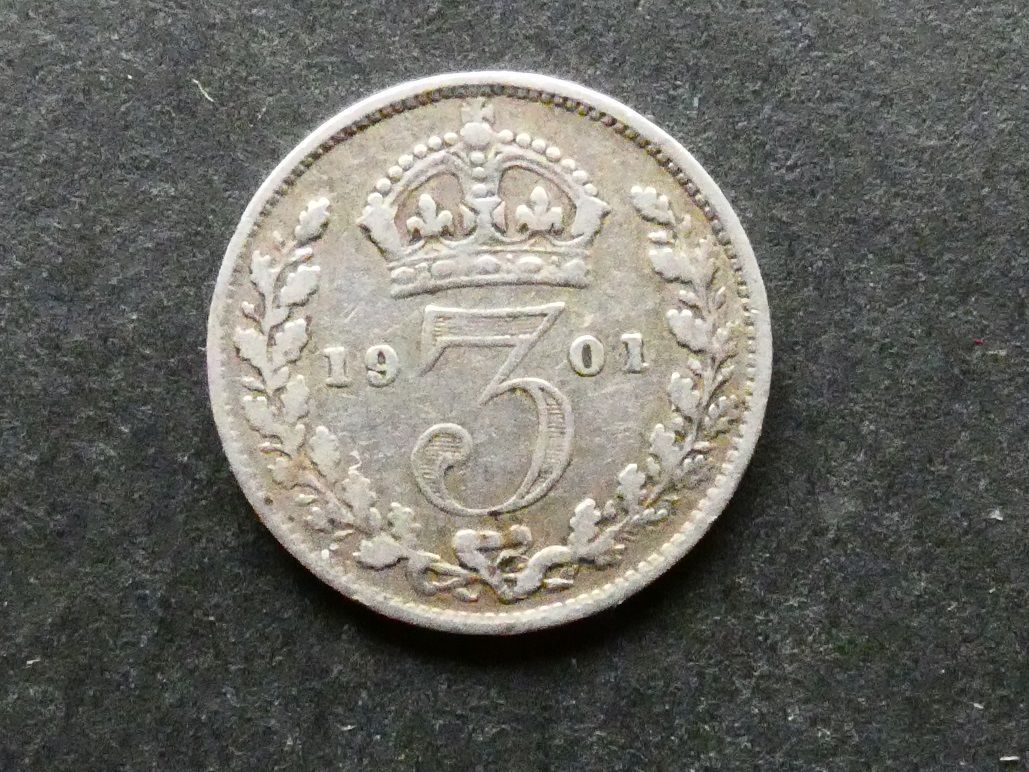 Threepence, 1901, currency issue.