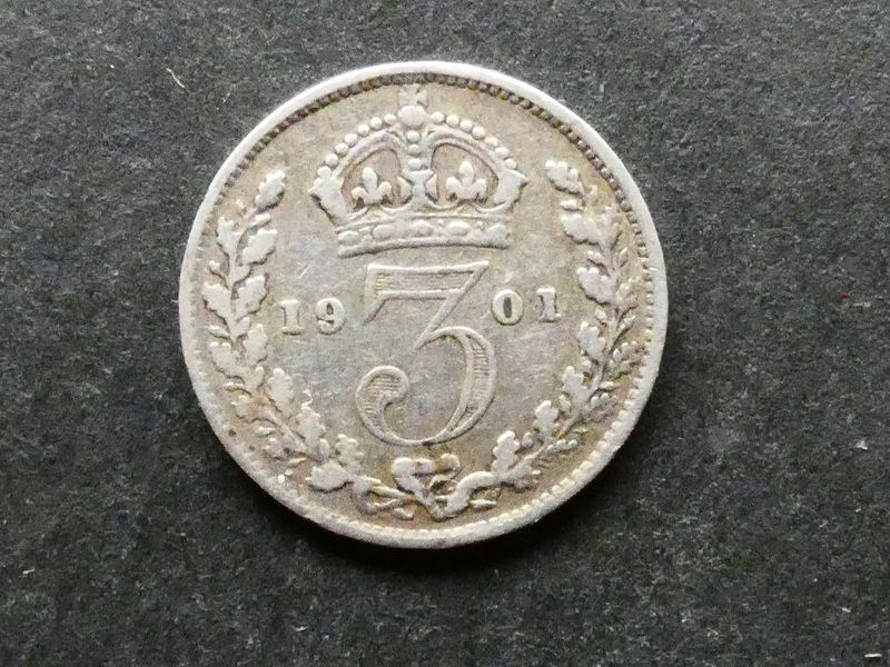 Threepence, 1901, currency issue.