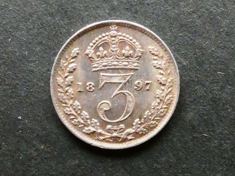 Threepence, 1897, currency issue.