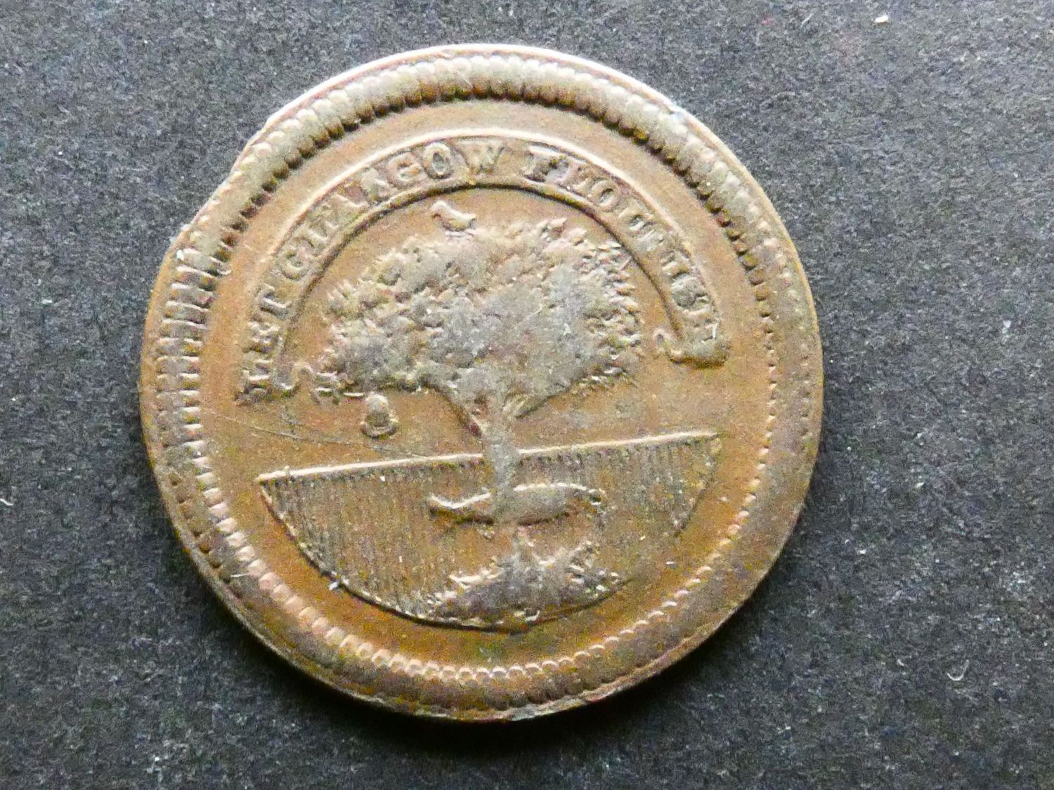 18th Century Farthing, Scotland, Lanarkshire, Glasgow, "Let Glasgow Flourish", DH-47