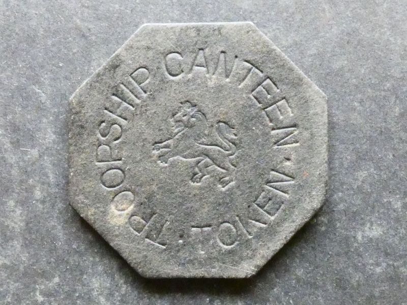 Military, WWI period, troopship canteen token.