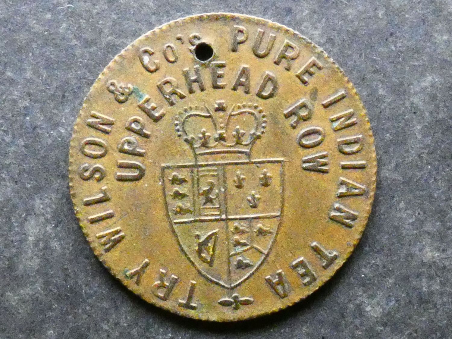 Imitation Half Guinea, Huddersfield, Wilson & Co's Pure India Tea.