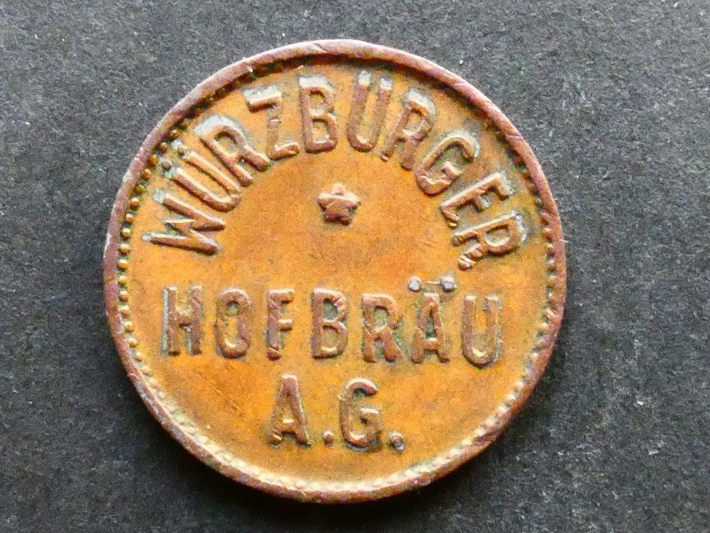 Germany, Wurzburg, beer token, Hofbrau, 1 Litre