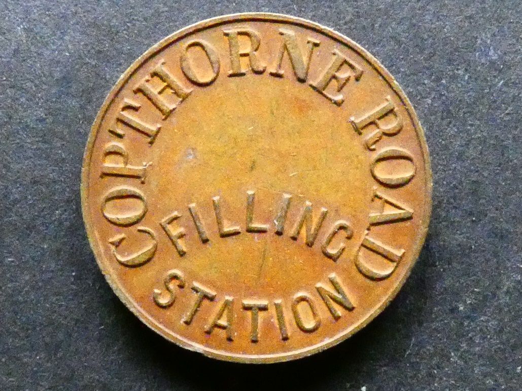 Carwash token, West Sussex, Crawley. Copthorne Road filling station.