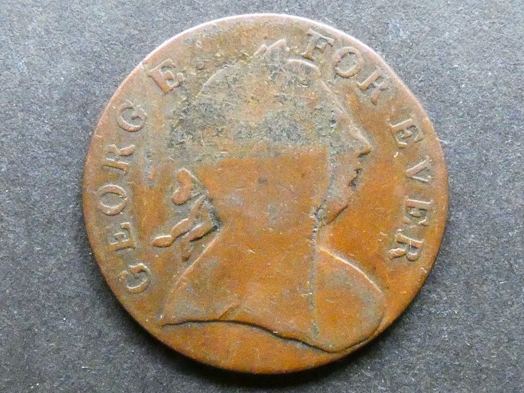 18th Century evasive Halfpenny, GEORGE FOR EVER / BRITONS FOR EVER