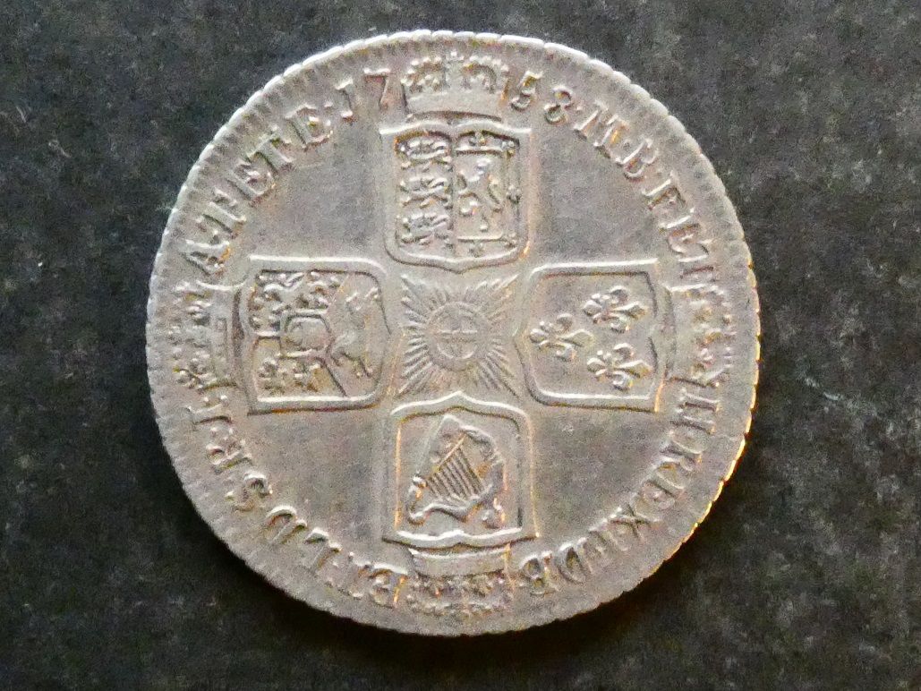 Shilling, 1758, small 58.