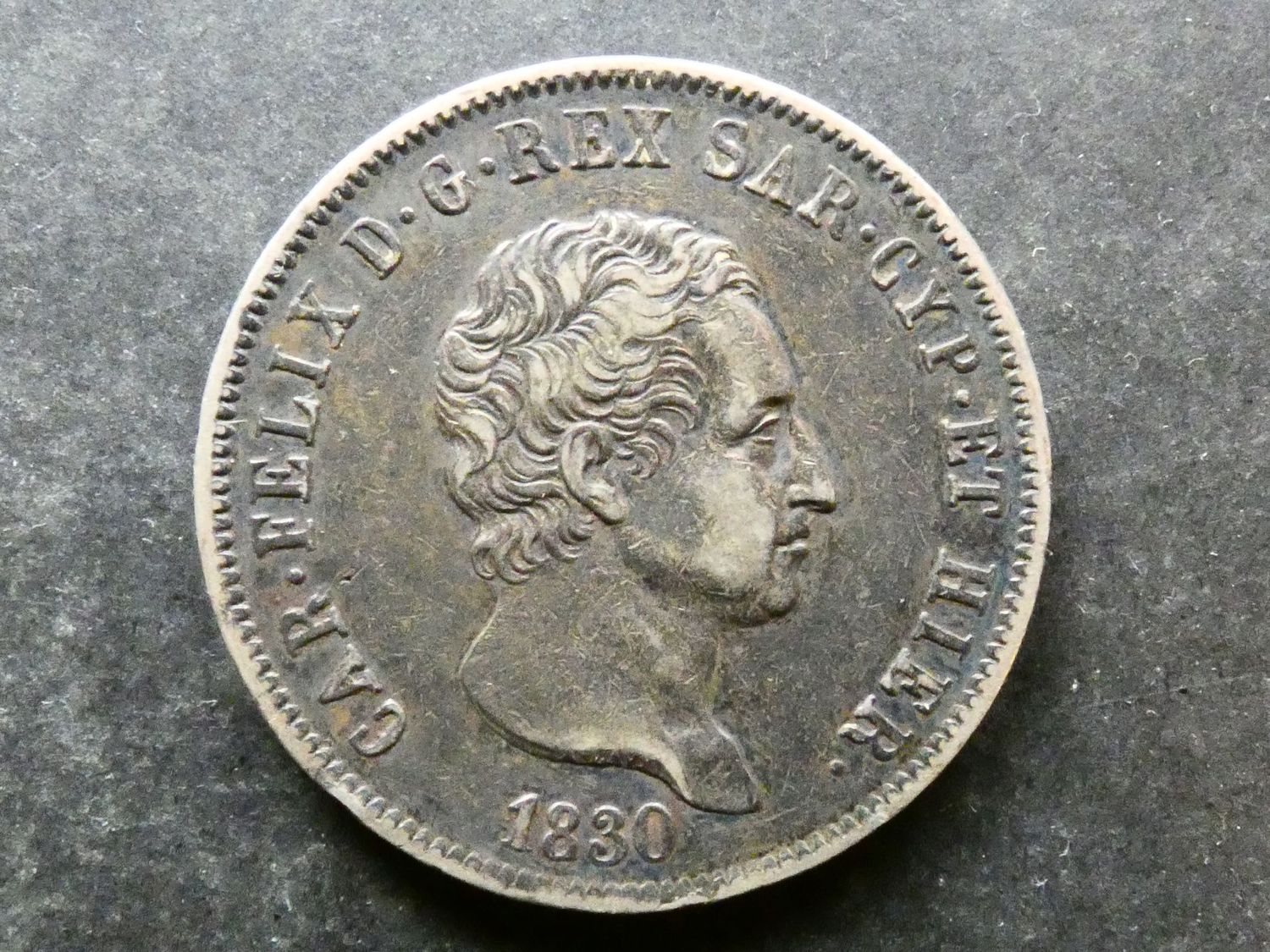 Italian States, Kingdom  of Sardinia, 5 Lire, 1830