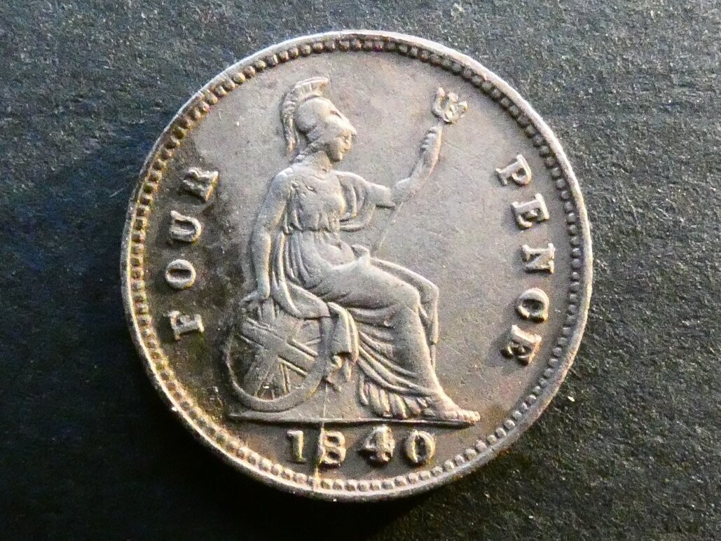 Fourpence, 1840, high 4, Britannia.