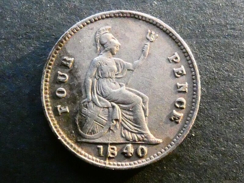 Fourpence, 1840, high 4, Britannia.