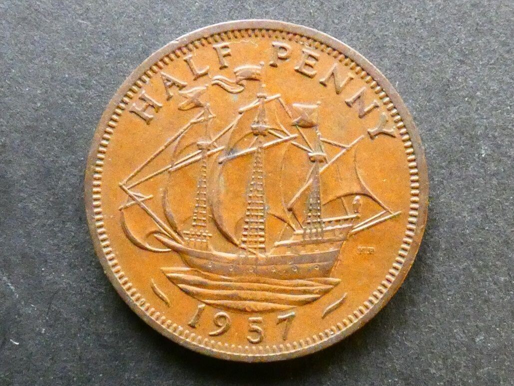 Halfpenny, 1957, calm sea. Halfpenny, 1957, calm sea.