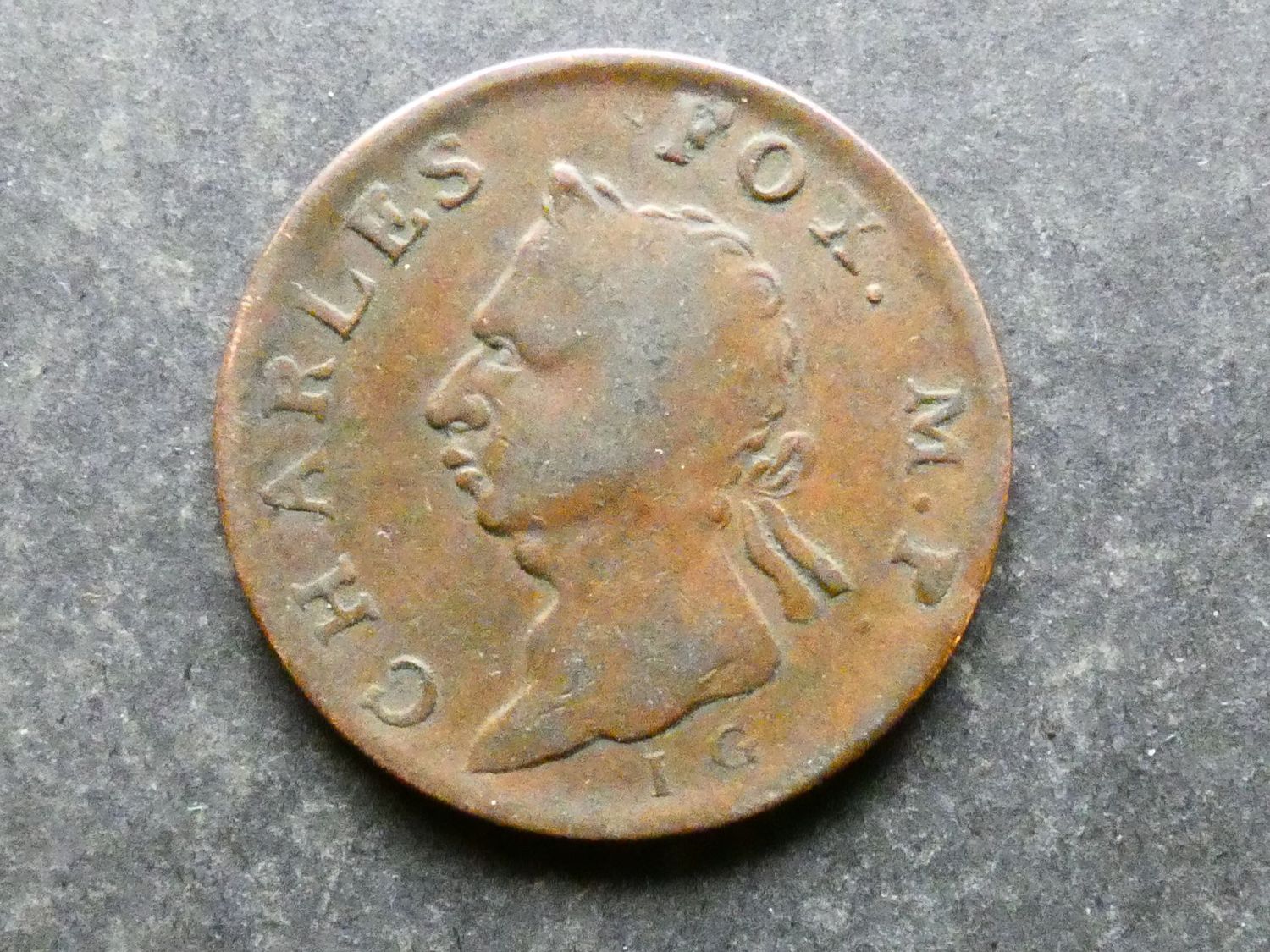 18th Century evasive Halfpenny, CHARLES FOX / NORTH WALES