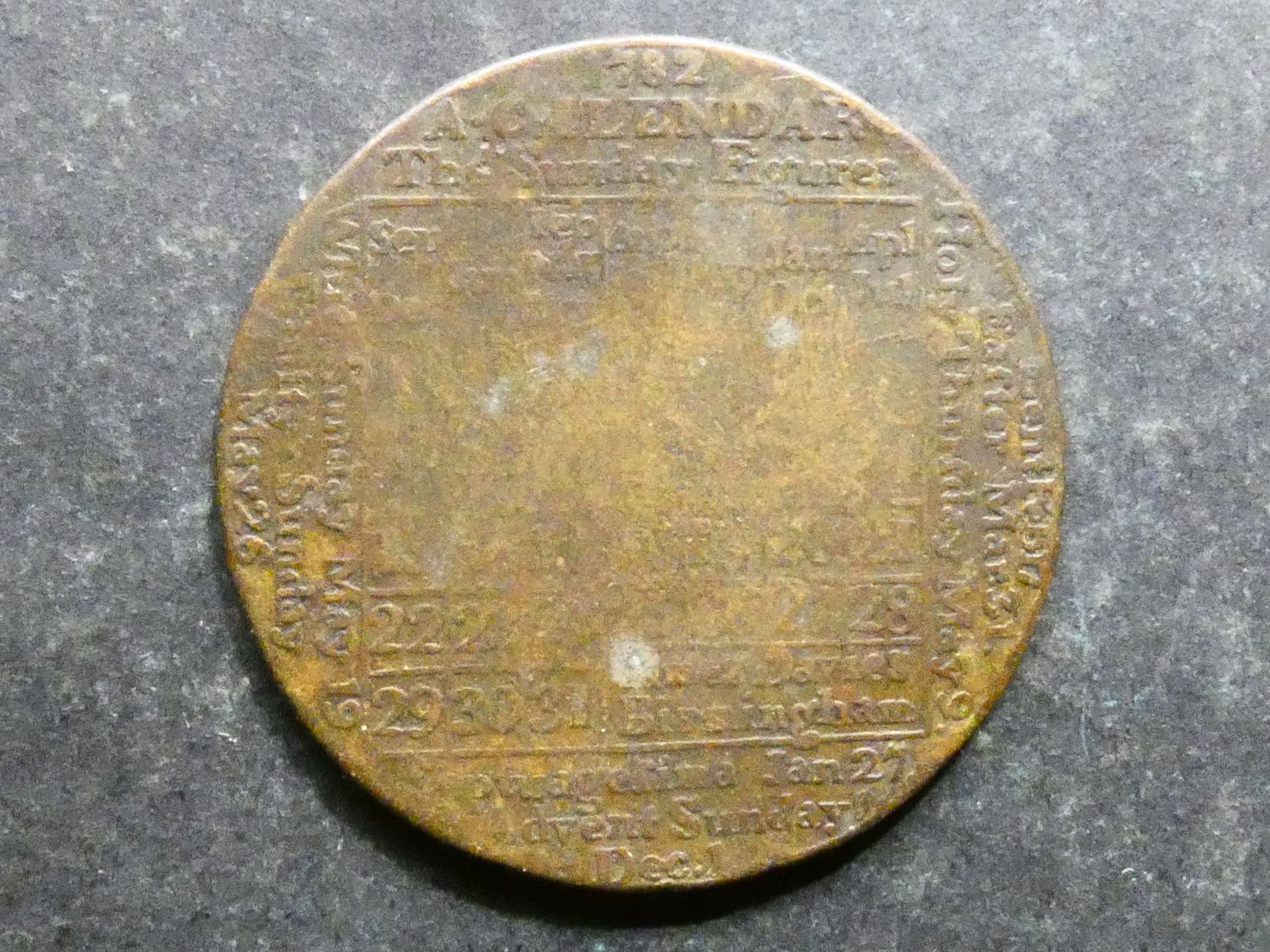 Calendar Medal, 1782, by James Davies