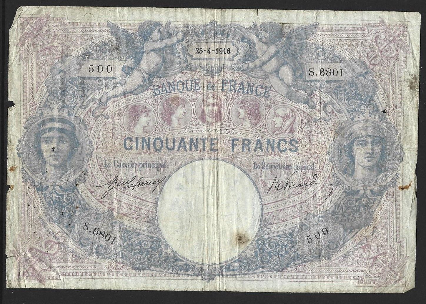 France, 50 Francs, 25.4.1916